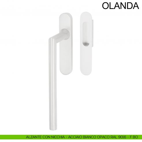 Maniglione in acciaio per alzante scorrevole singolo cieco con nicchia Olanda Fimet Inox bianco opaco RAL 9016