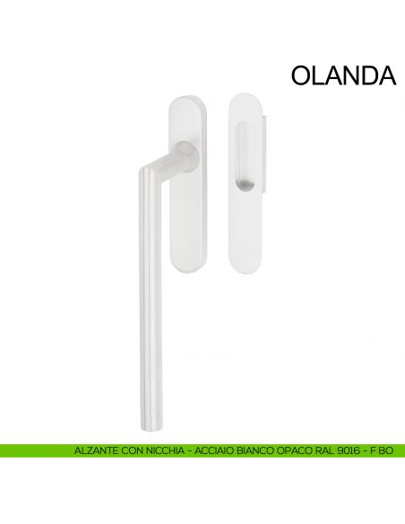 Maniglione in acciaio per alzante scorrevole singolo cieco con nicchia Olanda Fimet Inox bianco opaco RAL 9016