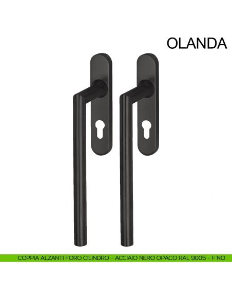 Maniglione in acciaio per alzante scorrevole accoppiato con placca yale Olanda Fimet Inox nero opaco RAL 9005