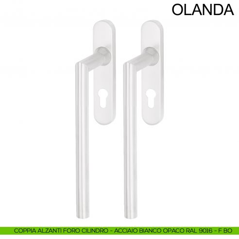 Maniglione in acciaio per alzante scorrevole accoppiato con placca yale Olanda Fimet Inox bianco opaco RAL 9016