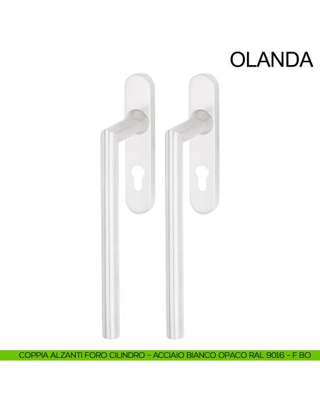 Maniglione in acciaio per alzante scorrevole accoppiato con placca yale Olanda Fimet Inox bianco opaco RAL 9016