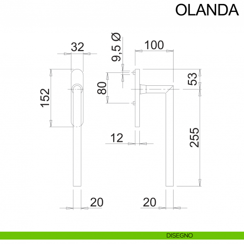 Maniglione in acciaio per alzante scorrevole accoppiato con placca yale Olanda Fimet Inox disegno maniglione