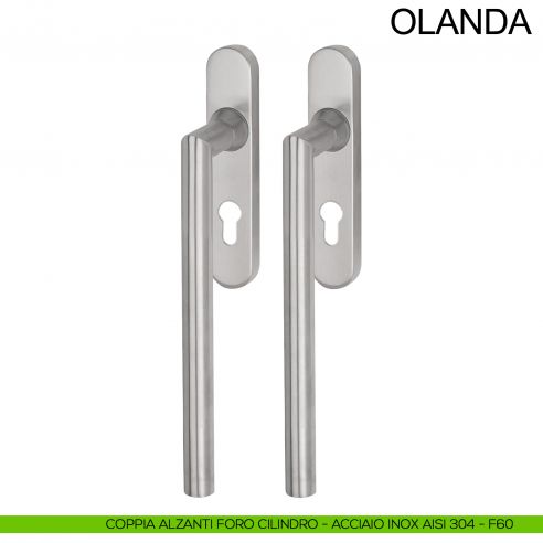 Maniglione ribassato per alzante scorrevole accoppiato con placca yale in acciaio Olanda Fimet Inox acciaio AISI 304