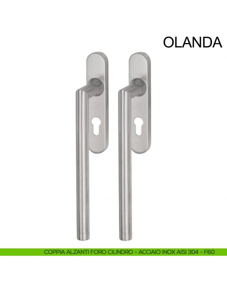 Maniglione ribassato per alzante scorrevole accoppiato con placca yale in acciaio Olanda Fimet Inox acciaio AISI 304