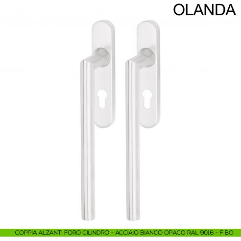 Maniglione ribassato per alzante scorrevole accoppiato con placca yale in acciaio Olanda Fimet Inox bianco opaco RAL 9016