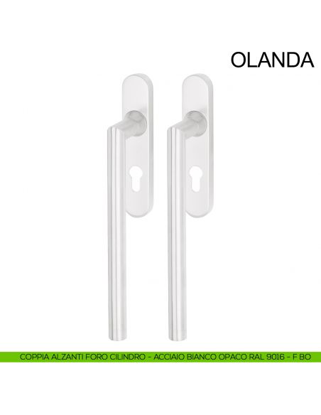 Maniglione ribassato per alzante scorrevole accoppiato con placca yale in acciaio Olanda Fimet Inox bianco opaco RAL 9016