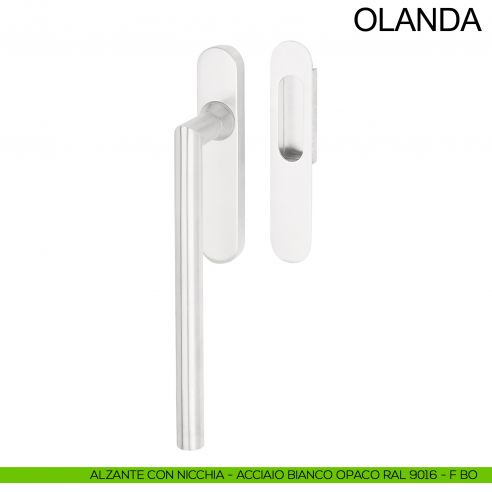 Maniglione ribassato per alzante scorrevole singolo cieco con nicchia in acciaio Olanda Fimet Inox bianco opaco RAL 9016