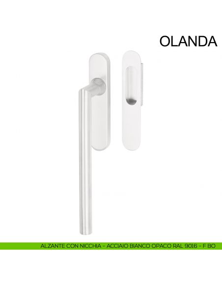 Maniglione ribassato per alzante scorrevole singolo cieco con nicchia in acciaio Olanda Fimet Inox bianco opaco RAL 9016