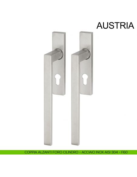 Maniglione per alzante scorrevole accoppiato con placca yale in acciaio Austria Fimet Inox acciaio AISI 304