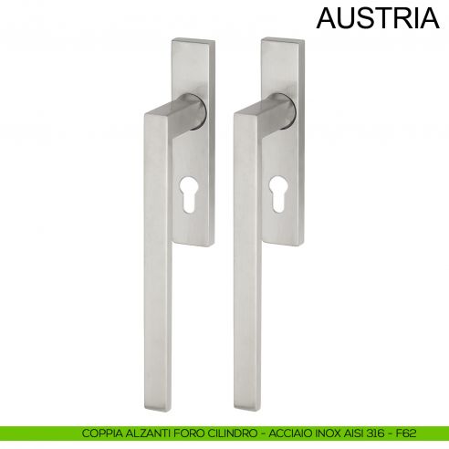 Maniglione per alzante scorrevole accoppiato con placca yale in acciaio Austria Fimet Inox acciaio AISI 316