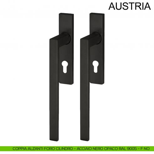 Maniglione per alzante scorrevole accoppiato con placca yale in acciaio Austria Fimet Inox nero opaco RAL 9005