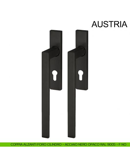 Maniglione per alzante scorrevole accoppiato con placca yale in acciaio Austria Fimet Inox nero opaco RAL 9005