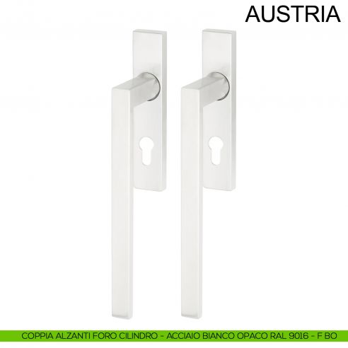 Maniglione per alzante scorrevole accoppiato con placca yale in acciaio Austria Fimet Inox bianco opaco RAL 9016