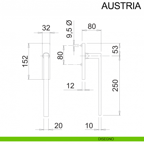 Maniglione per alzante scorrevole accoppiato con placca yale in acciaio Austria Fimet Inox disegno alzante