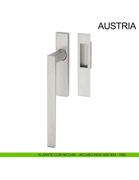 Maniglione per alzante scorrevole singolo cieco con nicchia in acciaio Austria Fimet Inox acciaio AISI 304
