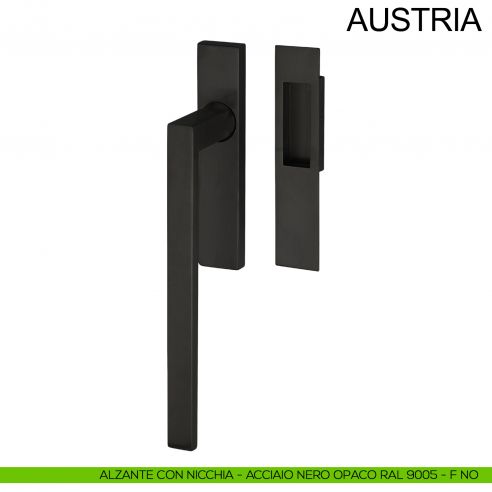 Maniglione per alzante scorrevole singolo cieco con nicchia in acciaio Austria Fimet Inox nero opaco RAL 9005