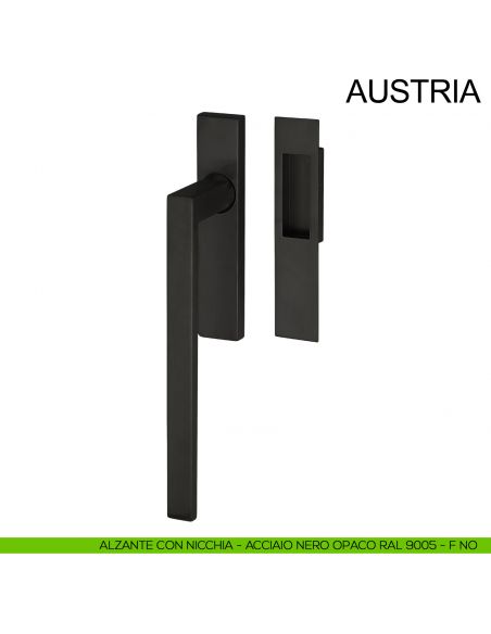 Maniglione per alzante scorrevole singolo cieco con nicchia in acciaio Austria Fimet Inox nero opaco RAL 9005