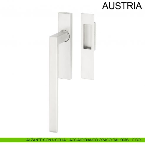 Maniglione per alzante scorrevole singolo cieco con nicchia in acciaio Austria Fimet Inox bianco opaco RAL 9016