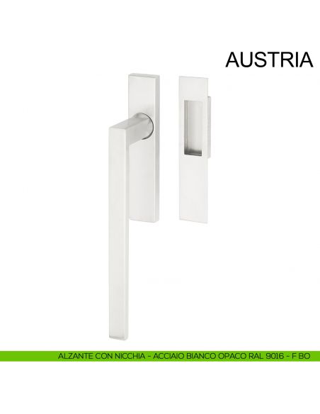 Maniglione per alzante scorrevole singolo cieco con nicchia in acciaio Austria Fimet Inox bianco opaco RAL 9016