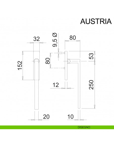 Maniglione per alzante scorrevole singolo cieco con nicchia in acciaio Austria Fimet Inox disegno alzante