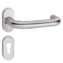 Maniglia antincendio in acciaio per porta con rosetta ovale foro yale Spagna Fimet Inox