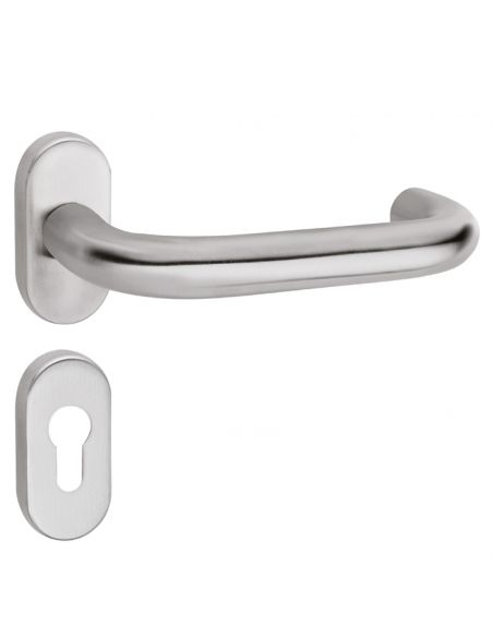 Maniglia antincendio in acciaio per porta con rosetta ovale foro yale Spagna Fimet Inox