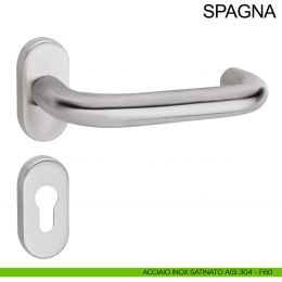 Maniglia antincendio in acciaio per porta con rosetta ovale foro yale Spagna Fimet Inox 2