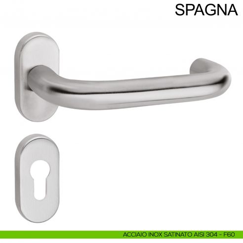 Maniglia antincendio in acciaio per porta con rosetta ovale foro yale Spagna Fimet Inox acciaio AISI 304
