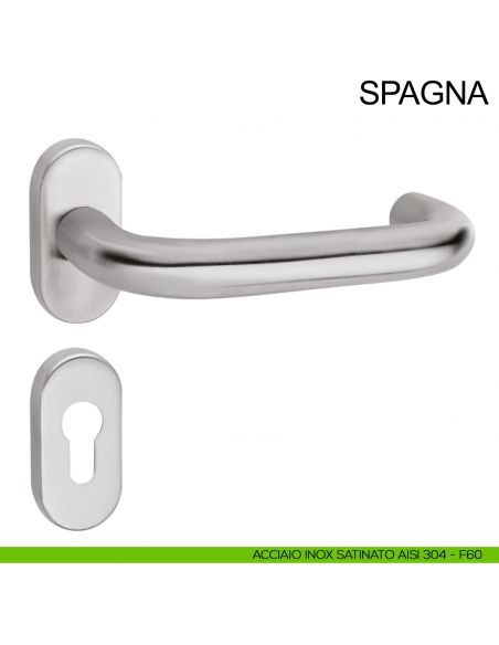 Maniglia antincendio in acciaio per porta con rosetta ovale foro yale Spagna Fimet Inox acciaio AISI 304