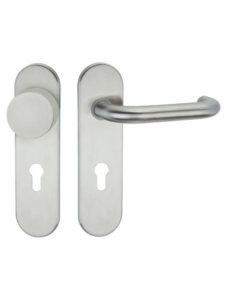 Maniglia con placca e pomolo fisso in acciaio per porta tagliafuoco foro yale Spagna Fimet Inox
