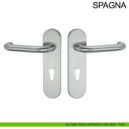 Maniglia con placca in acciaio per porta tagliafuoco foro yale Spagna Fimet Inox 2