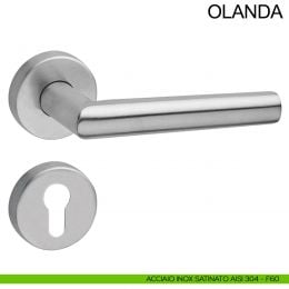 Maniglia per porta antincendio in acciaio con rosetta tonda foro yale Olanda Fimet Inox 2