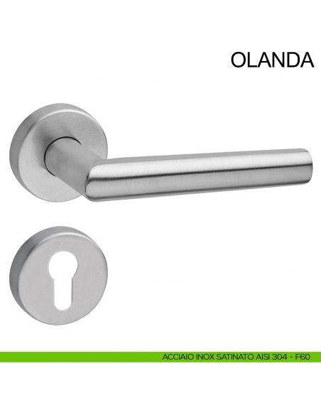 Maniglia per porta antincendio in acciaio con rosetta tonda foro yale Olanda Fimet Inox acciaio AISI 304