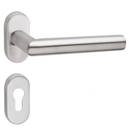 Maniglia in acciaio per porta antincendio con rosetta ovale foro yale Olanda Fimet Inox