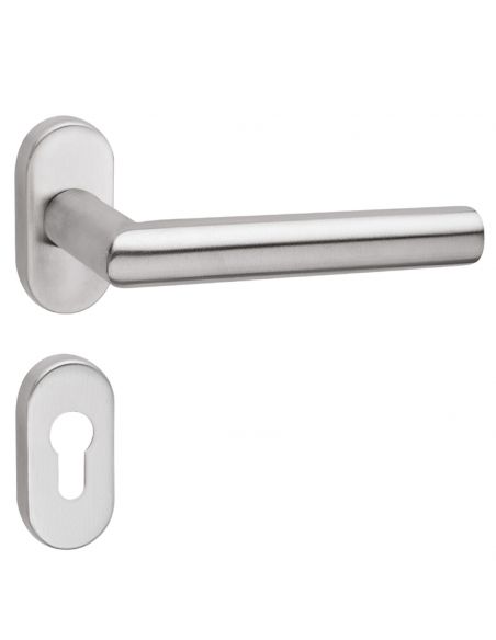 Maniglia in acciaio per porta antincendio con rosetta ovale foro yale Olanda Fimet Inox