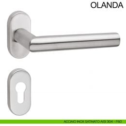 Maniglia in acciaio per porta antincendio con rosetta ovale foro yale Olanda Fimet Inox 2