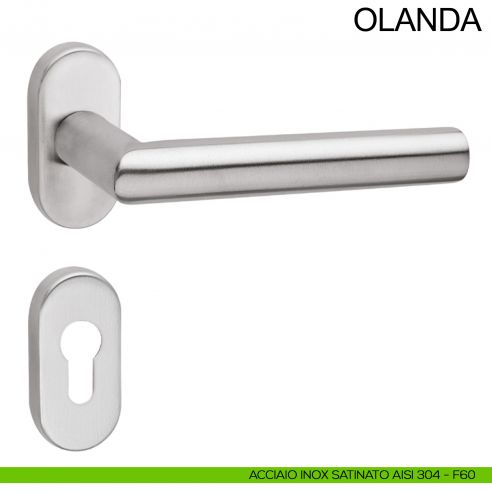 Maniglia in acciaio per porta antincendio con rosetta tonda foro yale Olanda Fimet Inox acciaio AISI 304