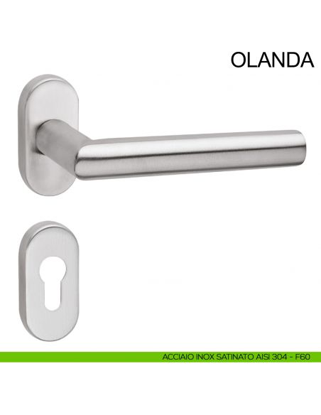 Maniglia in acciaio per porta antincendio con rosetta tonda foro yale Olanda Fimet Inox acciaio AISI 304