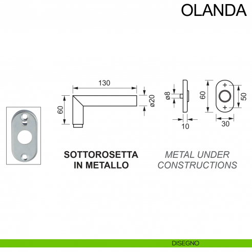 Maniglia in acciaio per porta antincendio con rosetta tonda foro yale Olanda Fimet Inox disegno