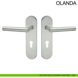 Maniglia tagliafuoco con placca in acciaio per porta foro yale Olanda Fimet Inox 2