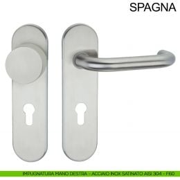 Maniglia con placca e pomolo fisso in acciaio per porta tagliafuoco foro yale Spagna Fimet Inox 2