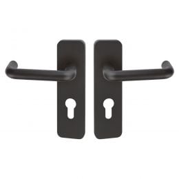 Maniglia antincendio in acciaio nera con placca per porta foro yale Spagna Fimet Inox