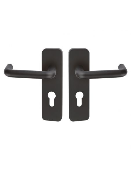 Maniglia antincendio in acciaio nera con placca per porta foro yale Spagna Fimet Inox