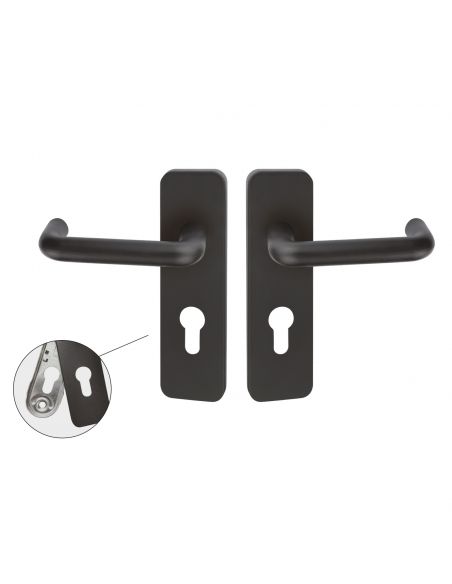 Maniglia antincendio in acciaio nera con placca per porta foro yale Spagna Fimet Inox