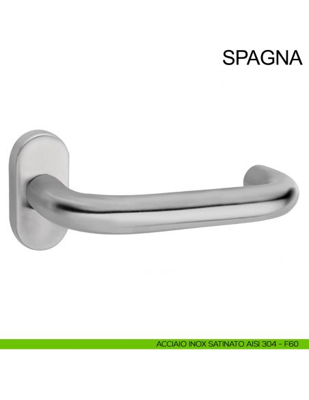 Maniglia in acciaio per porta Spagna Fimet Inox rosetta ovale acciaio AISI 304