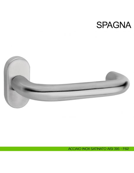 Maniglia in acciaio per porta Spagna Fimet Inox rosetta ovale acciaio AISI 316