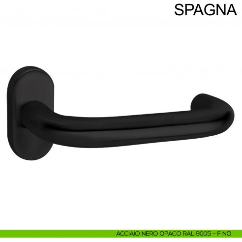 Maniglia in acciaio per porta Spagna Fimet Inox rosetta ovale nero opaco RAL 9005