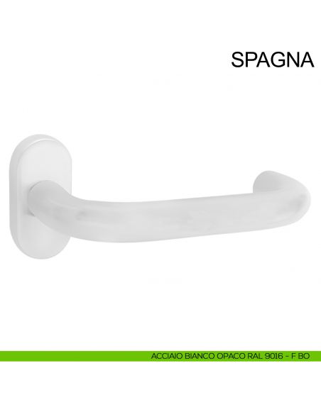 Maniglia in acciaio per porta Spagna Fimet Inox rosetta ovale bianco opaco RAL 9016