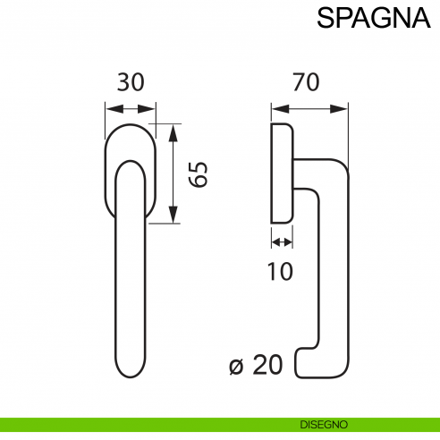 Maniglia in acciaio per finestra DK Spagna Fimet Inox disegno