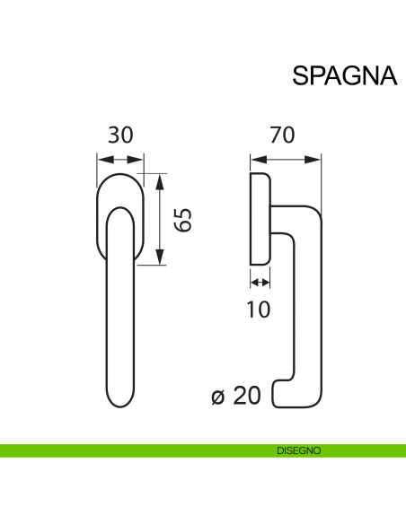 Maniglia in acciaio per finestra DK Spagna Fimet Inox disegno